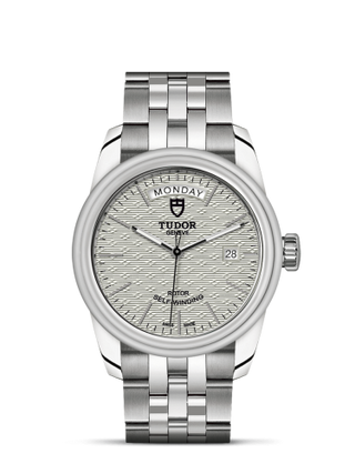 Tudor - 56000-0003  Glamour Day + Date Stainless Steel / Jacquard Silver / Bracelet