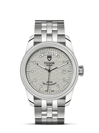 Tudor - 56000-0004  Glamour Day + Date Stainless Steel / Jacquard Silver-Diamond / Bracelet