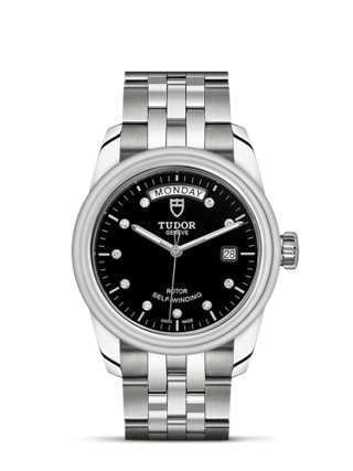 Tudor - 56000-0008  Glamour Day + Date Stainless Steel / Black-Diamond / Bracelet