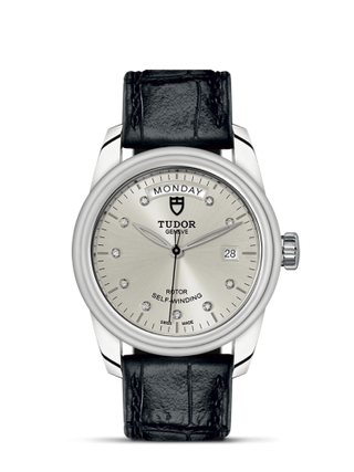 Tudor - 56000-0028  Glamour Day + Date Stainless Steel / Silver-Diamond / Strap