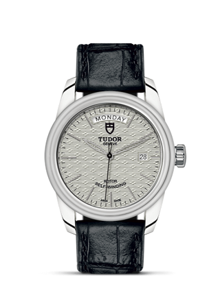 Tudor - 56000-0043  Glamour Day + Date Stainless Steel / Jacquard Silver / Strap