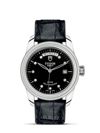 Tudor - 56000-0049  Glamour Day + Date Stainless Steel / Black-Diamond / Strap