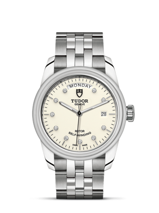 Tudor - 56000-0182  Glamour Day + Date Stainless Steel / Opaline-Diamond / Bracelet