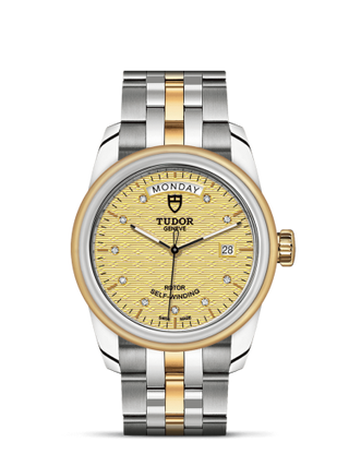 Tudor - 56003-0004  Glamour Day + Date Stainless Steel / Yellow Gold / Jacquard Champagne-Diamond / Bracelet