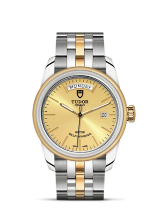 Tudor - 56003-0005  Glamour Day + Date Stainless Steel / Yellow Gold / Champagne / Bracelet