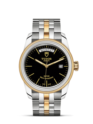 Tudor - 56003-0007  Glamour Day + Date Stainless Steel / Yellow Gold / Black / Bracelet