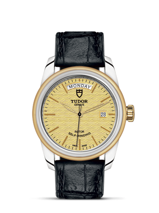 Tudor - 56003-0010  Glamour Day + Date Stainless Steel / Yellow Gold / Jacquard Champagne / Strap