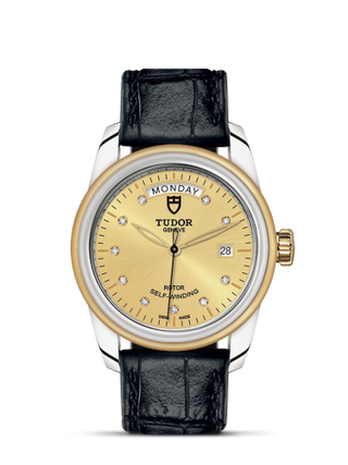 Tudor - 56003-0035  Glamour Day + Date Stainless Steel / Yellow Gold / Champagne-Diamond / Strap