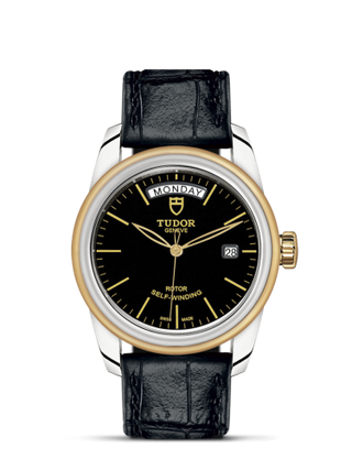 Tudor - 56003-0040  Glamour Day + Date Stainless Steel / Yellow Gold / Black / Strap