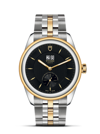 Tudor - 57103-0002  Glamour Double Date Stainless Steel / Yellow Gold / Black / Bracelet