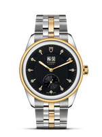 Tudor Glamour Double Date Stainless Steel / Yellow Gold / Black-Diamond / Strap (57103-0004)