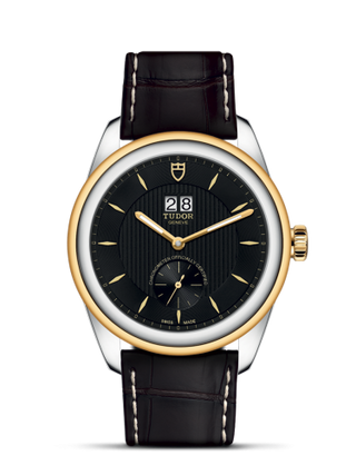 Tudor - 57103-0020  Glamour Double Date Stainless Steel / Yellow Gold / Black / Strap