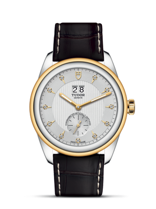 Tudor - 57103-0023  Glamour Double Date Stainless Steel / Yellow Gold / Silver-Diamond / Strap