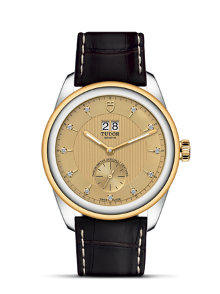 Tudor - 57103-0024  Glamour Double Date Stainless Steel / Yellow Gold / Champagne-Diamond / Strap