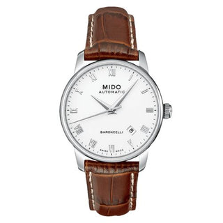 Mido - M8600.4.26.8  Baroncelli Tradition Stainless Steel / White