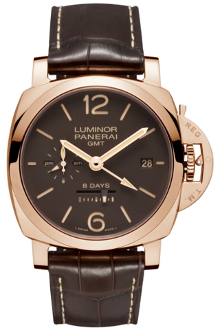 Panerai - PAM00576  Luminor 1950 44 8 Days GMT Red Gold / Brown