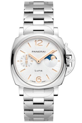 Panerai - PAM01301  Luminor Due Luna Automatic Stainless Steel / Silver / Bracelet