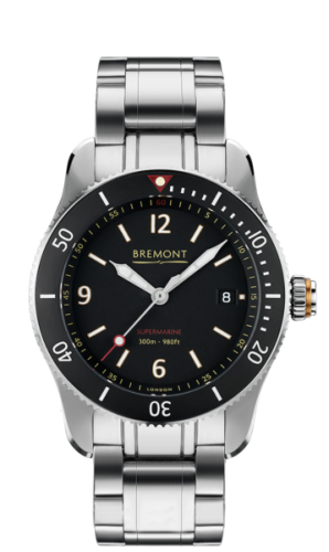 Bremont - S300/BK/BR  Supermarine S300 Stainless Steel / Black / Bracelet