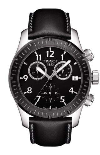 Tissot - T039.417.26.057.00  V8 Quartz Chronograph PVD Bezel Leather