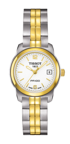 Tissot - T049.210.22.01.700  PR 100 Quartz 24.5 Stainless Steel / Yellow Gold PVD / White / Bracelet