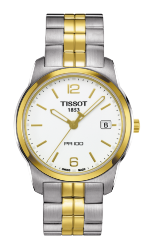 Tissot - T049.410.22.017.00  PR 100 Quartz 38 Stainless Steel / Yellow Gold PVD / White / Bracelet