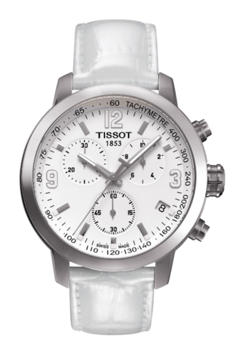 Tissot - T055.417.16.017.00  PRC 200 Quartz Chronograph White Leather