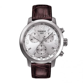 Tissot - T055.417.16.037.00  PRC 200 Quartz Chronograph Silver Brown Leather