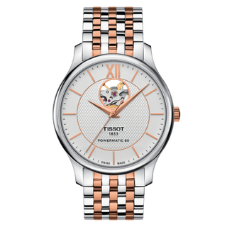 Tissot - T063.907.22.038.01  Tradition Powermatic 80 Open Heart 40 Stainless Steel - Rose Gold / Silver / Bracelet