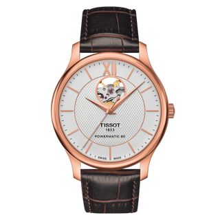 Tissot - T063.907.36.038.00  Tradition Powermatic 80 Open Heart 40 Rose Gold / Silver / Strap