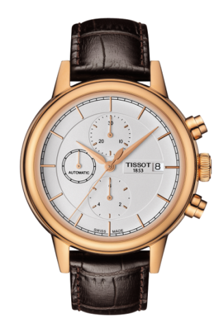 Tissot - T085.427.36.011.00  Carson Automatic Chronograph 42.3 Rose Gold PVD / Silver / Strap