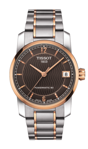 Tissot - T087.207.55.297.00  Powermatic 80 Lady Titanium / PVD Gold / Brown