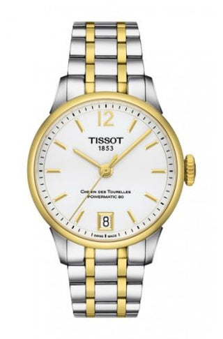 Tissot - T099.207.22.037.00  Chemin des Tourelles Powermatic 32 Stainless Steel / Yellow Gold / Silver / Bracelet