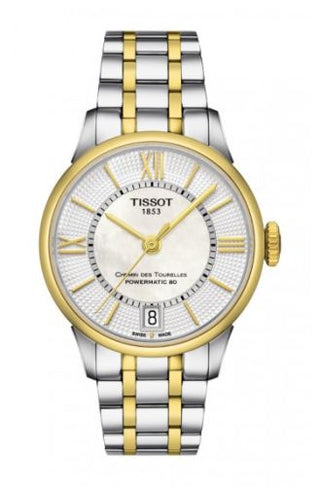 Tissot - T099.207.22.118.00  Chemin des Tourelles Powermatic 32 Stainless Steel / Yellow Gold PVD / MOP / Bracelet