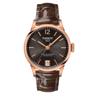 Tissot - T099.207.36.447.00  Chemin Des Tourelles Powermatic 80 32 Rose Gold PVD / Brown / Strap