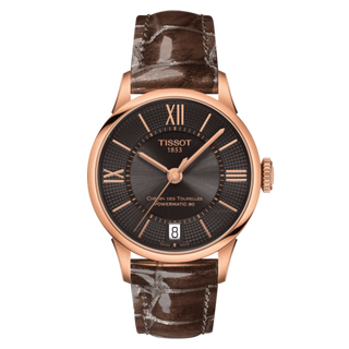 Tissot - T099.207.36.448.00  Chemin Des Tourelles Powermatic 80 32 Rose Gold PVD / Brown / Strap