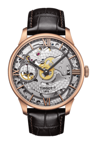 Tissot - T099.405.36.418.00  Chemin des Tourelles Squelette 42 Rose Gold PVD / Skeleton / Strap