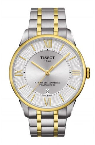 Tissot - T099.407.22.038.00  Chemin des Tourelles Powermatic 80 Two Tone / Silver Roman / Bracelet