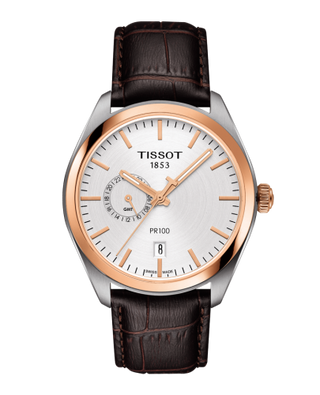 Tissot - T101.452.26.031.00  PR 100 39 Dual Time Stainless Steel / Yellow Gold / Silver / Strap