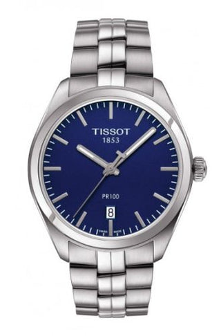 Tissot - T101.410.11.041.00  PR 100 Quartz 39 Stainless Steel / Blue / Bracelet