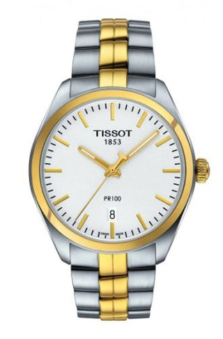 Tissot - T101.410.22.031.00  PR 100 Quartz 39 Stainless Steel / Yellow Gold PVD / Silver / Bracelet