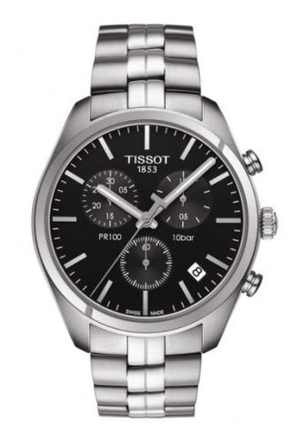 Tissot - T101.417.11.051.00  PR 100 Chronograph Quartz 41 Stainless Steel / Black / Bracelet