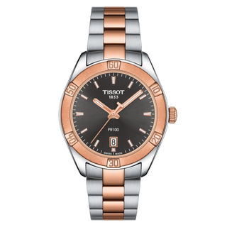 Tissot - T101.910.22.061.00  PR 100 Sport Chic 36 Stainless Steel / Rose Gold PVD / Grey / Bracelet