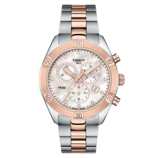 Tissot - T101.917.22.116.00  PR 100 Sport Chic Chronograph 38 Stainless Steel - Rose Gold / MOP / Bracelet