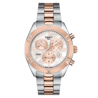 Tissot - T101.917.22.151.00  PR 100 Sport Chic Chronograph 38 Stainless Steel / Rose Gold PVD / MOP / Bracelet