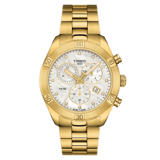 Tissot - T101.917.33.116.01  PR 100 Sport Chic Chronograph 38 Yellow Gold / MOP / Bracelet