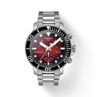 Tissot - T120.417.11.421.00  Seastar 1000 Chronograph Quartz 45.5 Stainless Steel / Red Gradient / Bracelet