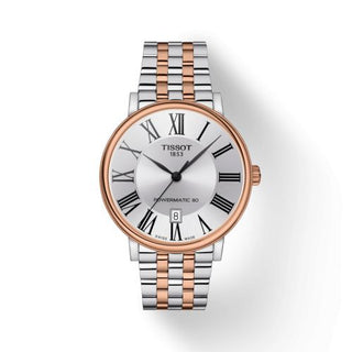 Tissot - T122.407.22.033.00  Carson Premium Powermatic 80 Stainless Steel / Rose Gold PVD / Silver / Bracelet