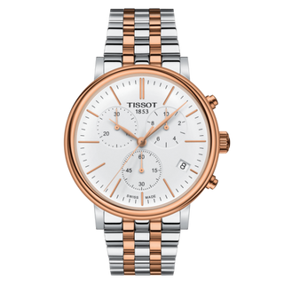 Tissot - T122.417.22.011.00  Carson Premium Chronograph Quartz 41 Stainless Steel / Rose Gold PVD / Silver / Bracelet