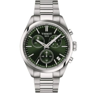 Tissot - T150.417.11.091.00  PR 100 Quartz Chronograph Stainless Steel / Green / Bracelet