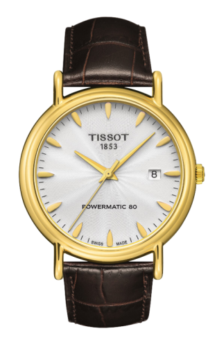 Tissot - T907.407.16.031.00  Carson Powermatic 80 40 Yellow Gold / Silver / Strap